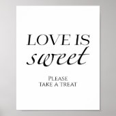 「Love Is Sweet」ブラック＆ホワイト ブライダルシャワー サイン (正面)