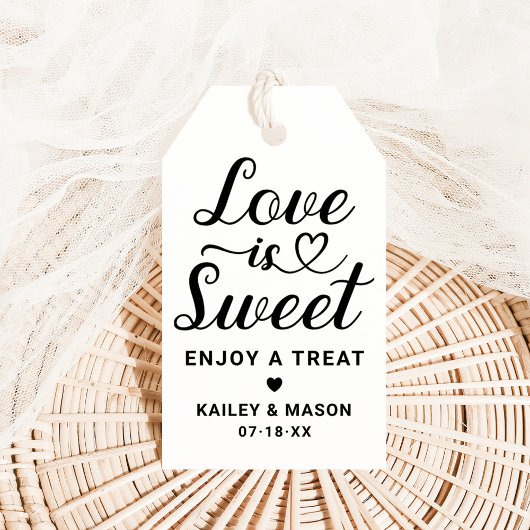 Love is Sweet モダン Blackハートスクリプ結婚ト ギフトタグ