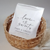 Love is Sweet Black and White Script Wedding フェイバーバッグ