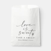Love is Sweet Black and White Script Wedding フェイバーバッグ (正面)