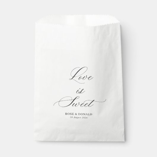 Love is sweet black script wedding フェイバーバッグ (正面)