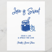 Love Is Sweet Blue Bridal Shower Jam Bar Sign (正面)