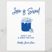 Love Is Sweet Blue Bridal Shower Jam Bar Sign (正面)