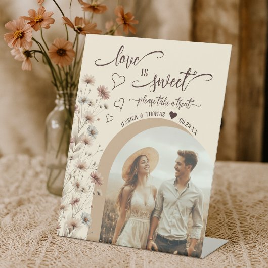 Love is Sweet Boho Wildflowers & Photo 結婚's 台座サイン