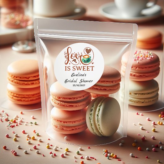 Love Is Sweet Coffee Heart Calligraphy  ラウンドシール