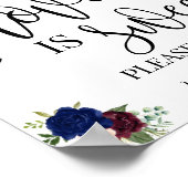 Love is Sweet dessert table wedding navy burgundy ポスター (角)