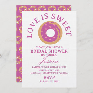 Love is sweet donut with hearts Bridal Shower 招待状