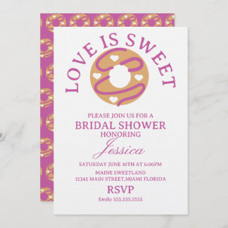 Love is sweet donut with hearts Bridal Shower 招待状
