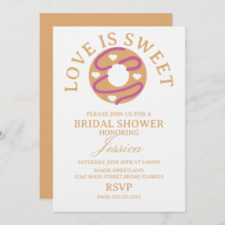 Love is sweet donut with hearts Bridal Shower 招待状