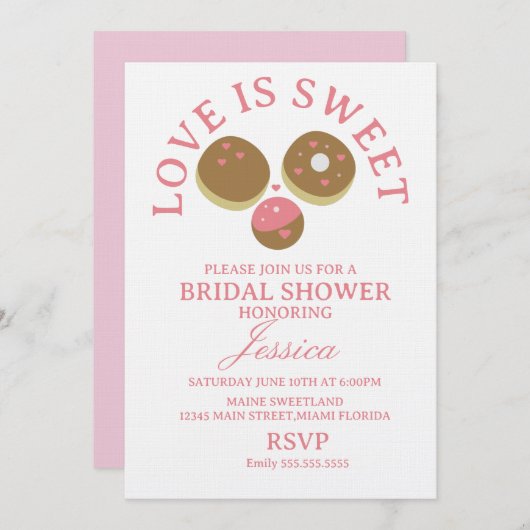 Love is sweet donuts Bridal Shower 招待状 (正面/裏面)