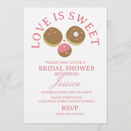 Love is sweet donuts Bridal Shower 招待状 (正面)