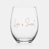 Love Is Sweet Handwritten Script ステムなしワイングラス (正面)