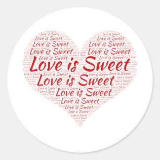 Love is Sweet Heart Word Cloud Wedding ラウンドシール