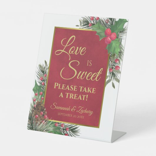 Love is Sweet Holly & Pine Wedding Take a Treat  台座サイン (正面)