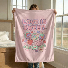 Love Is Sweet Kawaii Cute Cozy Fleece Blanket Gift フリースブランケット