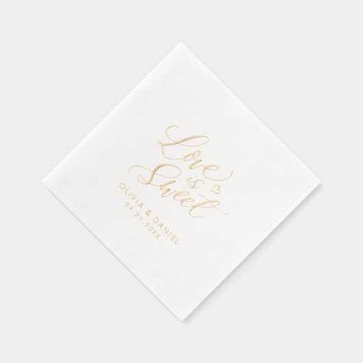 "love is sweet" modern calligraphy wedding 箔ナプキン (右)