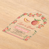 Love is Sweet Peach Fruit Arch Bridal Shower アクリル招待状 (レイダウン)