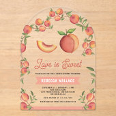Love is Sweet Peach Fruit Arch Bridal Shower アクリル招待状 (正面)