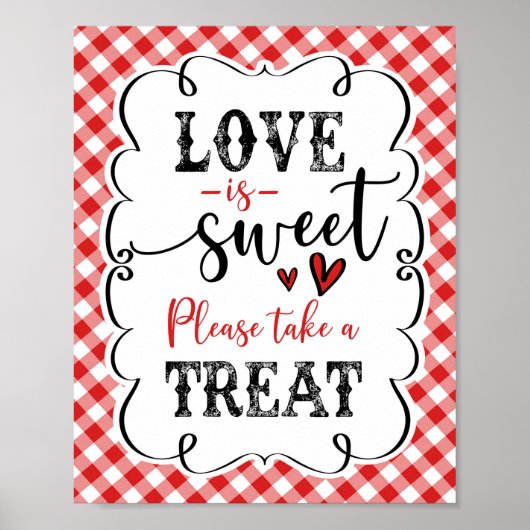 Love Is Sweet Red Gingham Picnic I Do BBQ Poster ポスター (正面)
