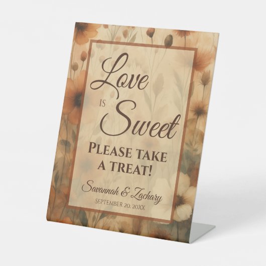 Love is Sweet Sienna Boho Floral Wedding Treat 台座サイン (正面)