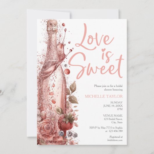 Love is Sweet Summer Champagne Strawberries 招待状 (正面)