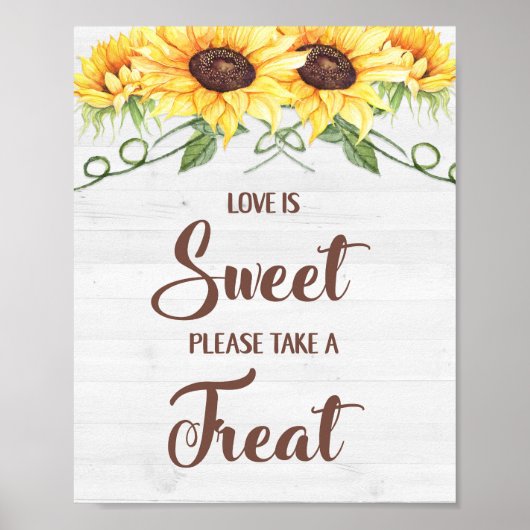 LOVE IS SWEET TAKE A TREAT ウェディングシャワーのサイン ポスター (正面)
