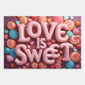 Love Is Sweet Valentine Candy Swirls ラッピングペーパーシート (正面3)