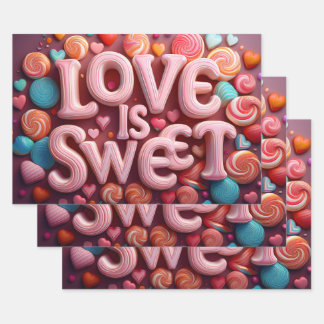Love Is Sweet Valentine Candy Swirls ラッピングペーパーシート