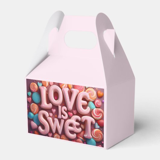 Love Is Sweet Valentine Wedding Typography フェイバーボックス (正面サイド)