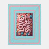 Love Is Sweet Valentine Wedding Typography フリースブランケット (正面)