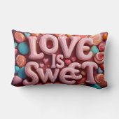 Love Is Sweet Valentine Wedding Typography ランバークッション (裏面)