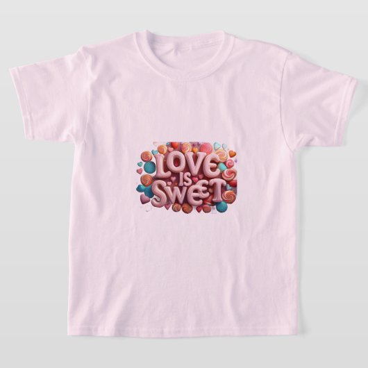 Love Is Sweet Valentine Wedding Typography Tシャツ (レイダウン)