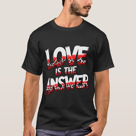 Love is the Answer文字グラフィックとはっきりしたLeopard Tシャツ (正面)
