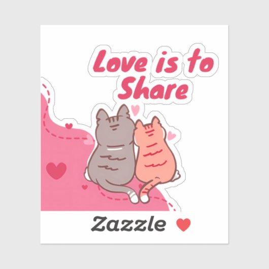  Love Is to Share Cute Cats  シール (シート)