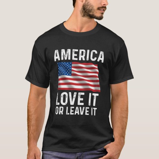 Love It Or Leave It Patriotic American Usa Flag Co Tシャツ (正面)