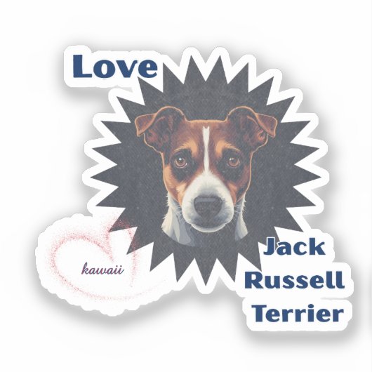 Love Jack Russell Terrier ビンテージ風♡ シール (正面)