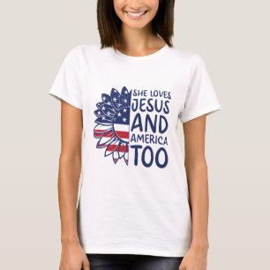 Love Jesus and America 7月4日Tシャツ Tシャツ