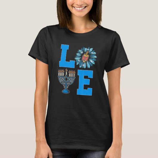 Love Jewish Daisy Hanukkah Pajamas Chanukah PJs Wo Tシャツ (正面)