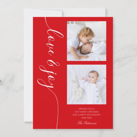 Love & Joyクリスマススクリプトフォト写真 シーズンカード (正面)