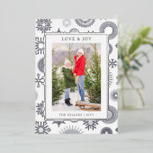 Love & Joyクリスマスフォトシルバーモダンスノーフレーク 箔シーズンカード (立ち正面)