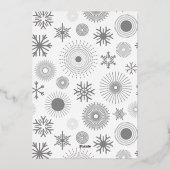 Love & Joyクリスマスフォトシルバーモダンスノーフレーク 箔シーズンカード (裏面)