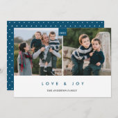 Love & Joyブルーモダンミニマル2枚 シーズンカード (正面/裏面)