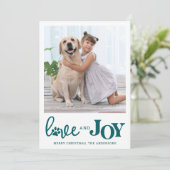 LOVE & JOY パーソナライズされた Dog Pet Photo Paw Print シーズンカード (スタンド正面)