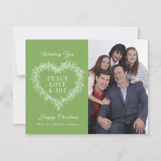 Love joy green mistletoeハート写真クリスマス (正面)
