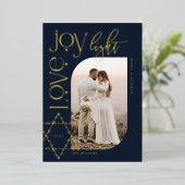 Love Joy Light Star of David Happy Hanukkah写真 箔シーズンカード (立ち正面)