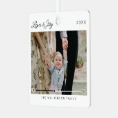 Love & Joy Modern Minimal QR Code Video Message メタルオーナメント (正面左)