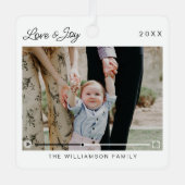 Love & Joy Modern Minimal QR Code Video Message メタルオーナメント (正面)