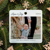 Love & Joy Modern Minimal QR Code Video Message メタルオーナメント