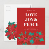 LOVE JOY & PEACEメリークリスマスホリデーポストカード ポストカード (正面/裏面)