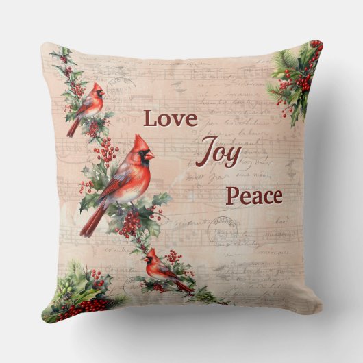 Love, Joy, Peace Christmas Paris Postmark Pillow  クッション (裏面)